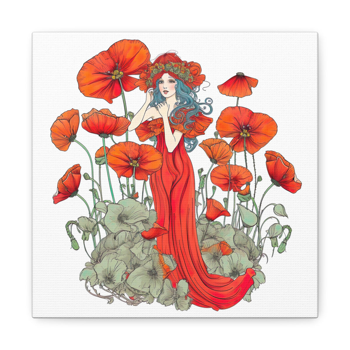 Poppy Art Print | Floral Wall Art | Stretched Canvas Art | Boho Home Decor | Poppies Art | Matte Canvas, Stretched, 1.25"