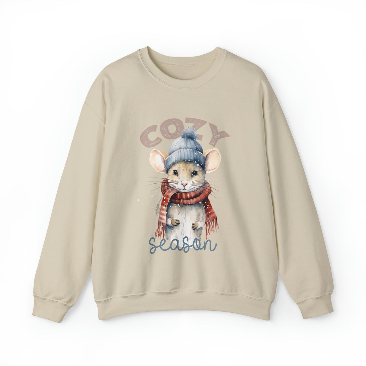 Cozy Season Cute Mouse Shirt | Cold Winter Scarf Shirt | Nature Lover Gift |  Unisex Crewneck Sweatshirt