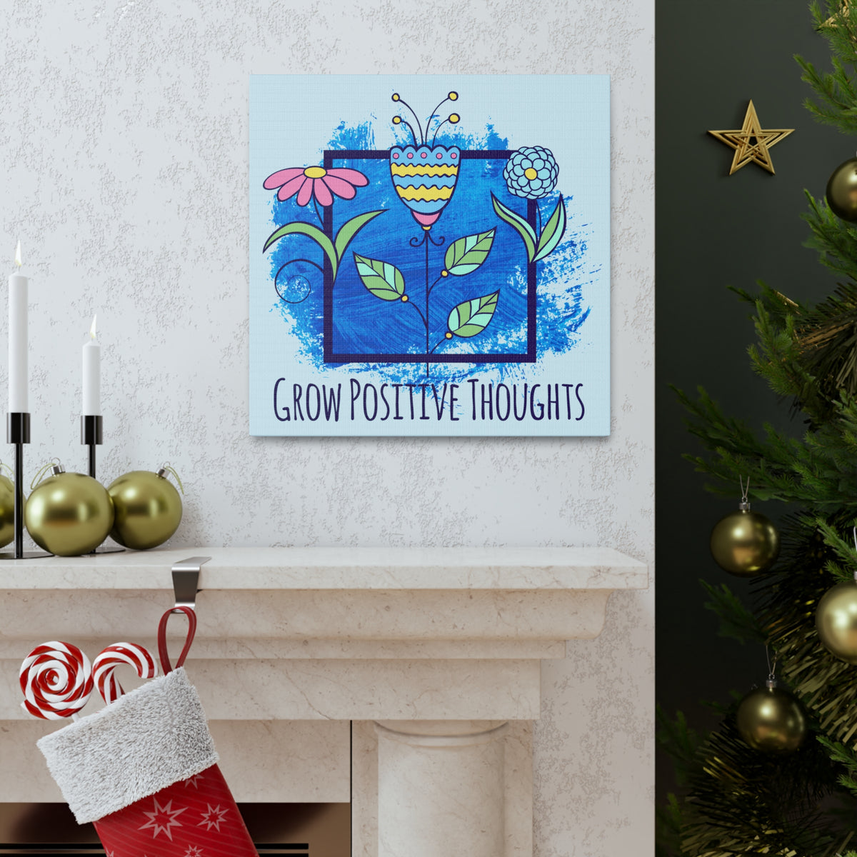 Positive Thoughts School Psychologist Wall Art | Mindfulness Psychology Gift  | Canvas Gallery Wraps Home Decor