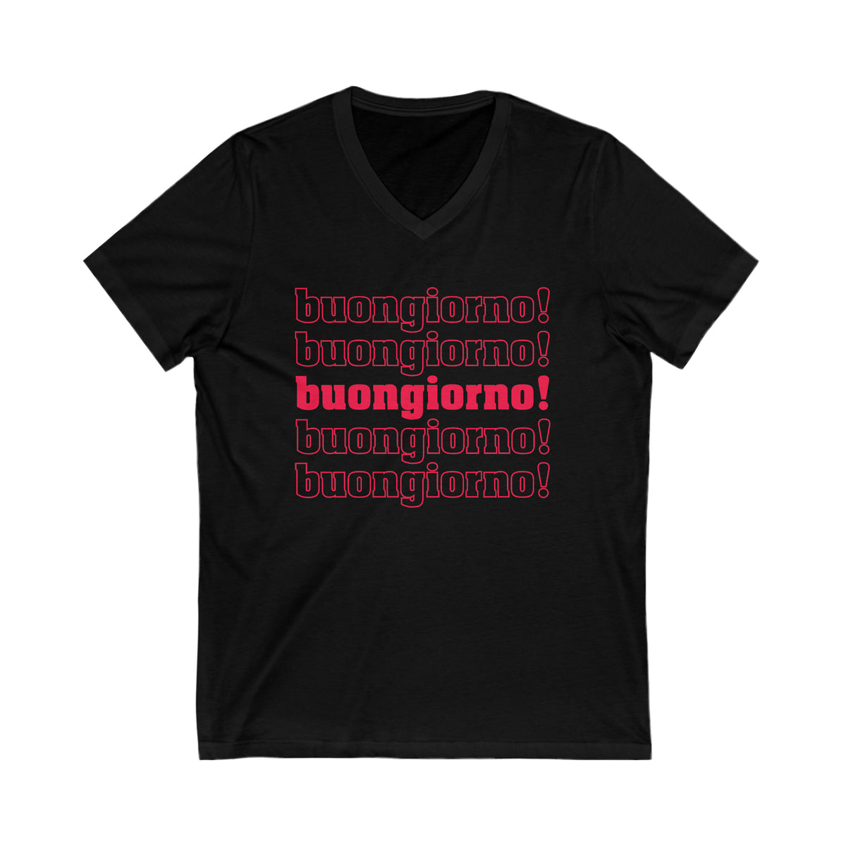 Buongiorno Good Morning Italian Phrase Shirt | Italy World Travel Gift  | Unisex Jersey V Neck T-shirt