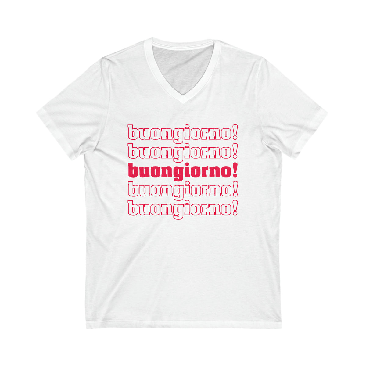 Buongiorno Good Morning Italian Phrase Shirt | Italy World Travel Gift  | Unisex Jersey V Neck T-shirt