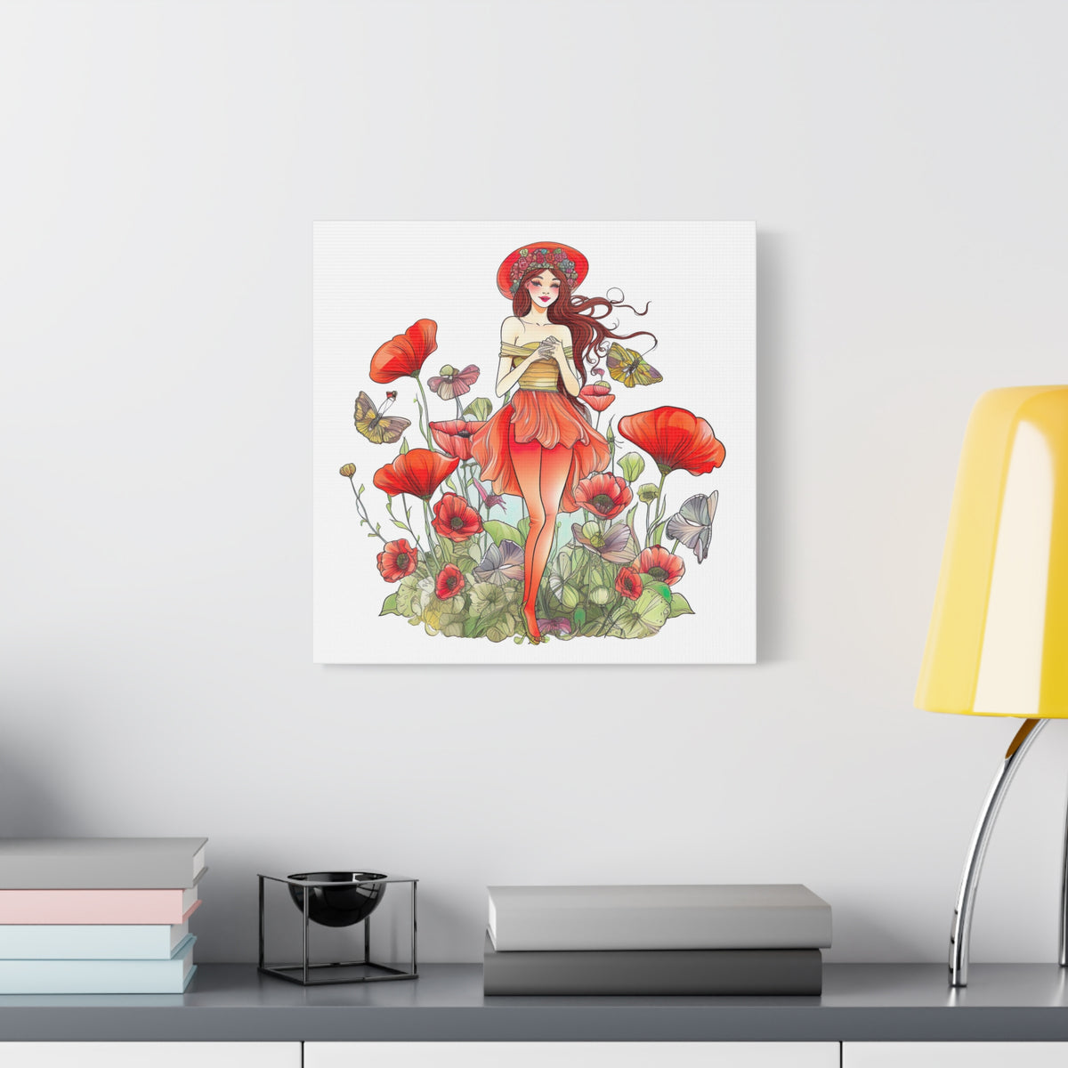 Poppy Art Print | Floral Wall Art | Stretched Canvas Art | Boho Home Decor | Poppies Art | Matte Canvas, Stretched, 1.25"