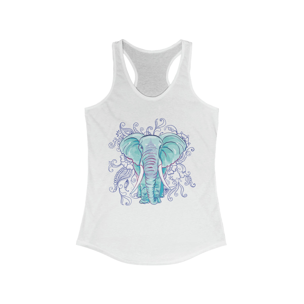 Indian Mandala Watercolor Art Elephant Shirt | Mandala Elephant Gift | Women's Ideal Racerback Tank