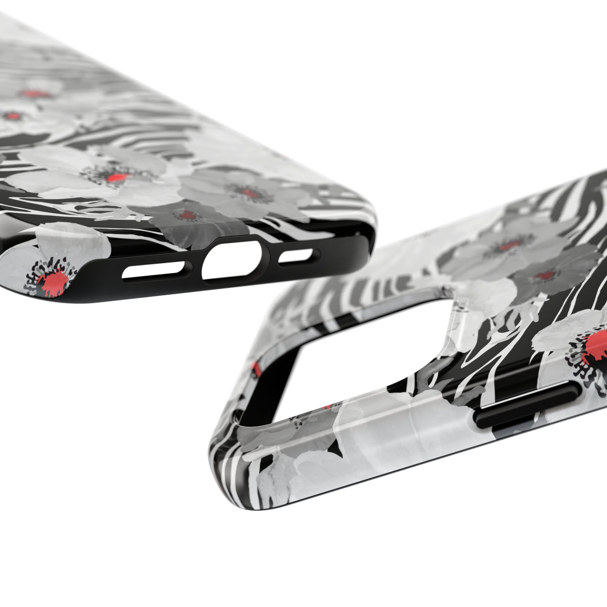 Tropical Zebra Print iPhone Case | iPhone 15 14 13 12 11 Phone Case | Hawaiian Flower Gift | Tough Impact-resistant Phone Case