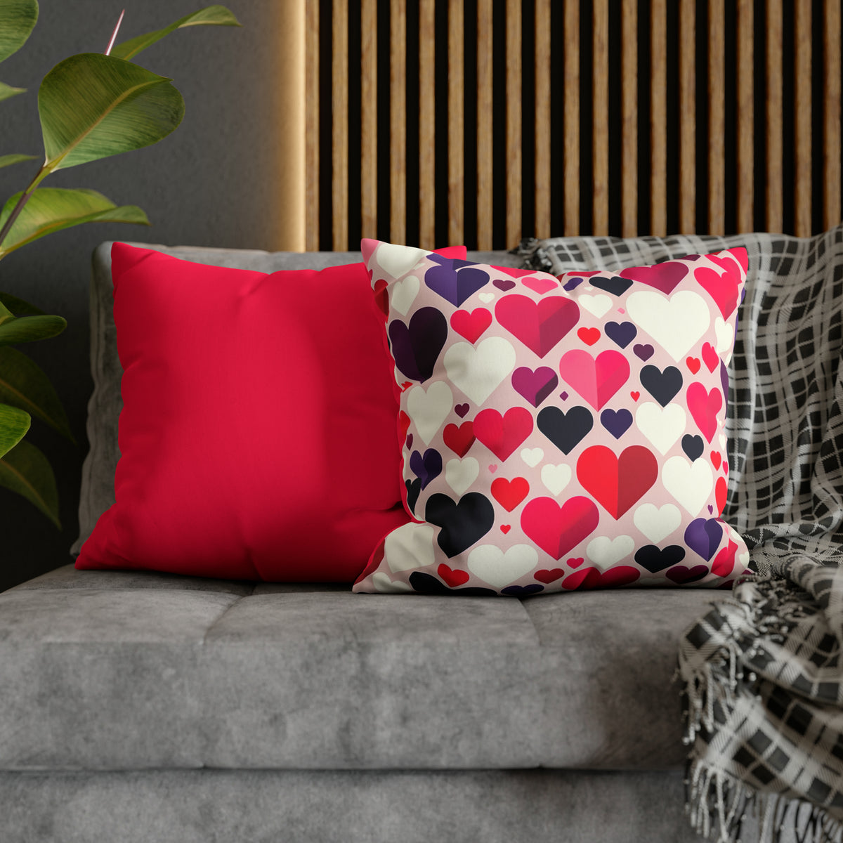 Cute Valentine Throw Pillow Case | Valentine Hearts Pillow Home Decor | Valentine Gift for Her | Faux Suede Decorative Throw Pillow Case