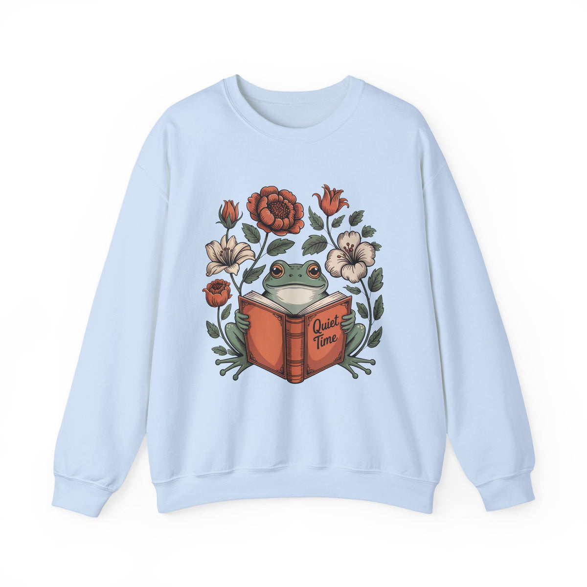 Cute Frog Bookish Shirt | William Morris Boho Reading Shirt | Unisex Crewneck Sweatshirt