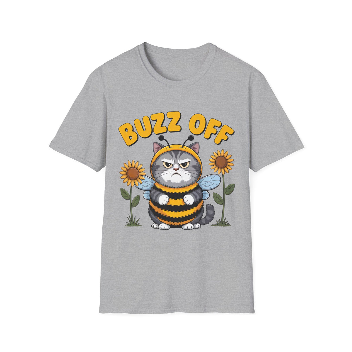 Buzz Off Funny Cat Meme Shirt | Cat Lover Introvert Shirt | Cute Bee Antisocial Shirt | Unisex Soft style T-Shirt