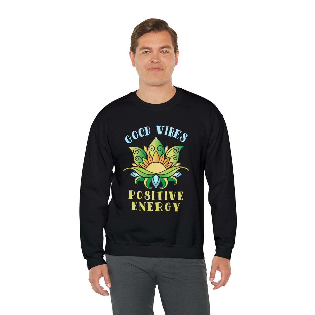 Good Vibes Positive Energy Yoga Shirt | Yoga Lover Gift | Unisex Crewneck Sweatshirt