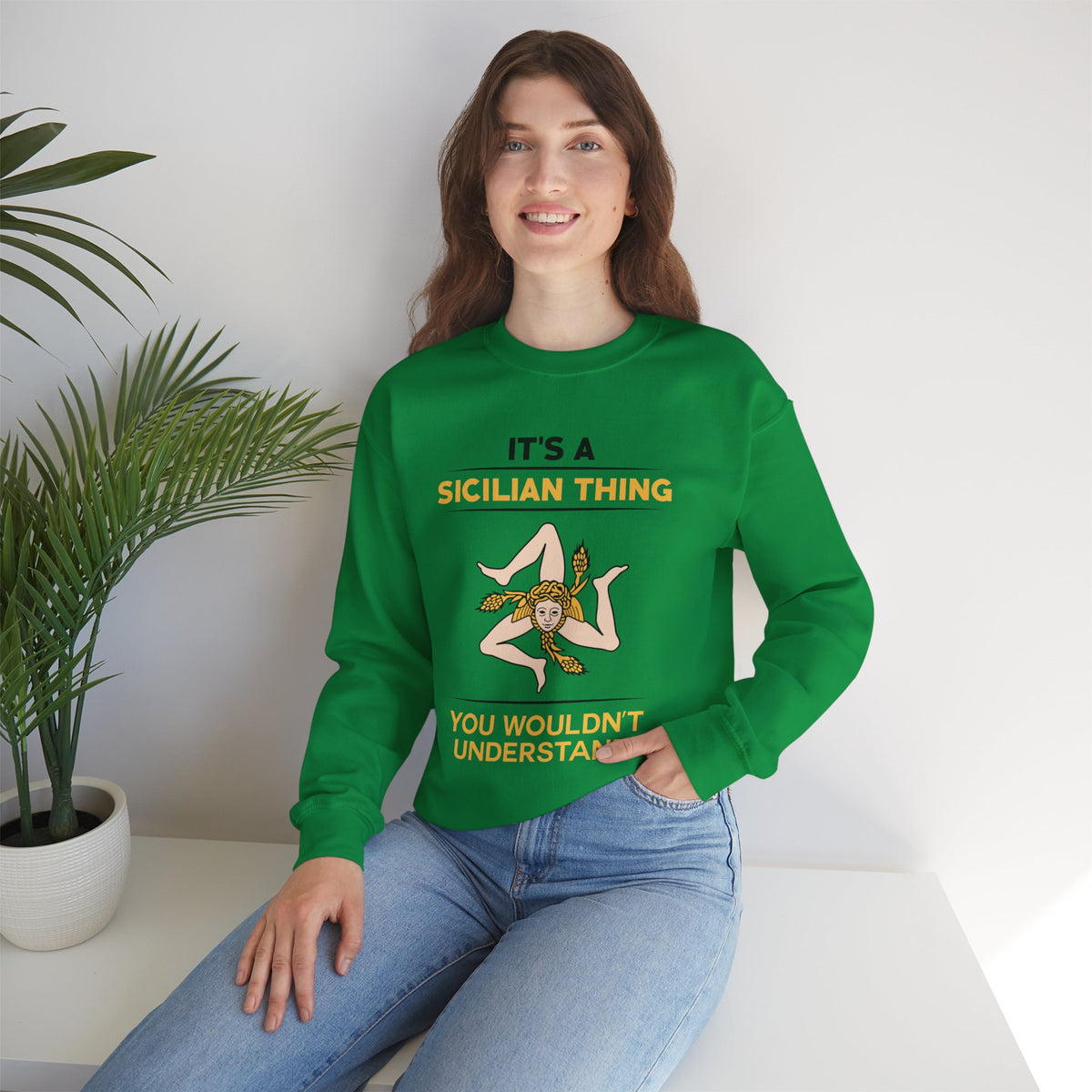 Sicily Italy Coat of Arms Sweatshirt | Sicilian World Travel Gift | Unisex Heavy Blend™ Crewneck Sweatshirt