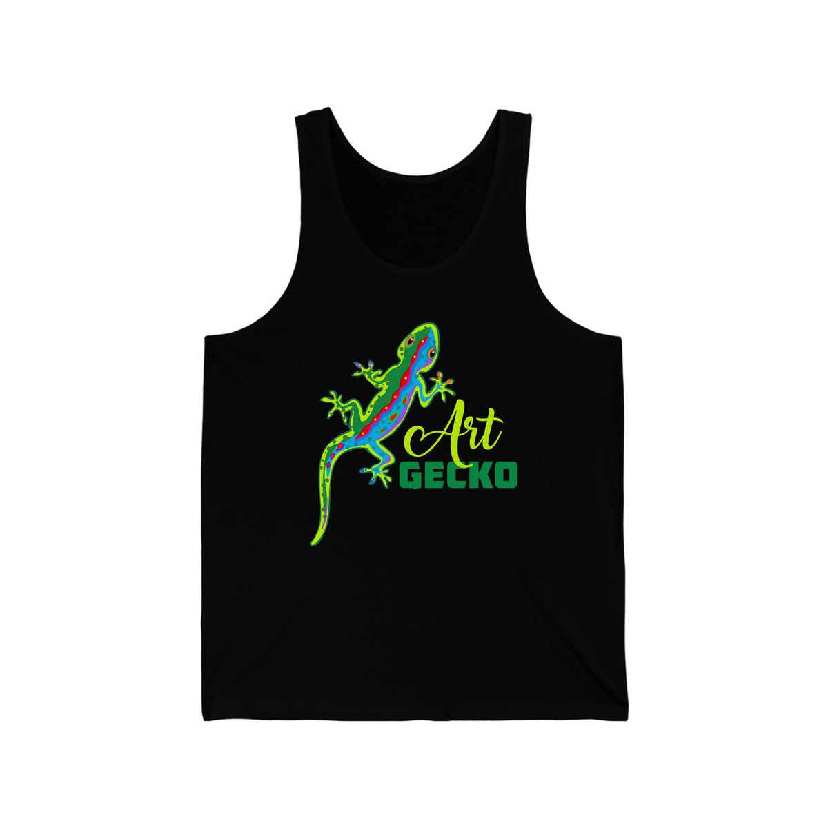 Gecko Lizard Neon Line Art Tropical Shirt | Art Nature Gift | Unisex Jersey Tank Top