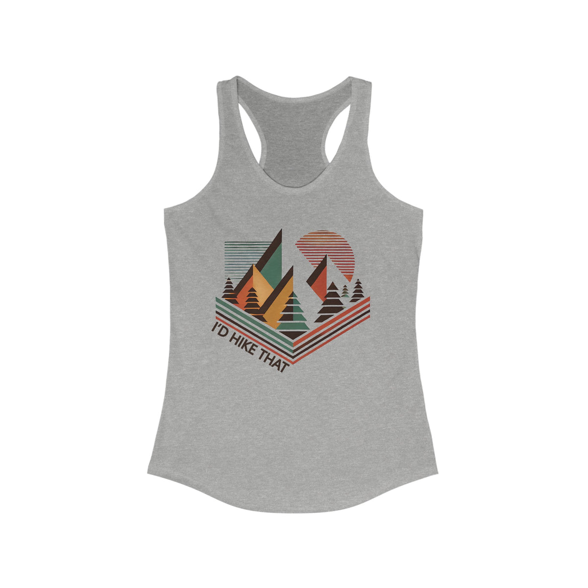 I'd Hike That Abstract Hiking Shirt | Geometric Abstract Adventure Shirt | Gift For Hiker | Women's Slim-Fit Racerback Tank Top