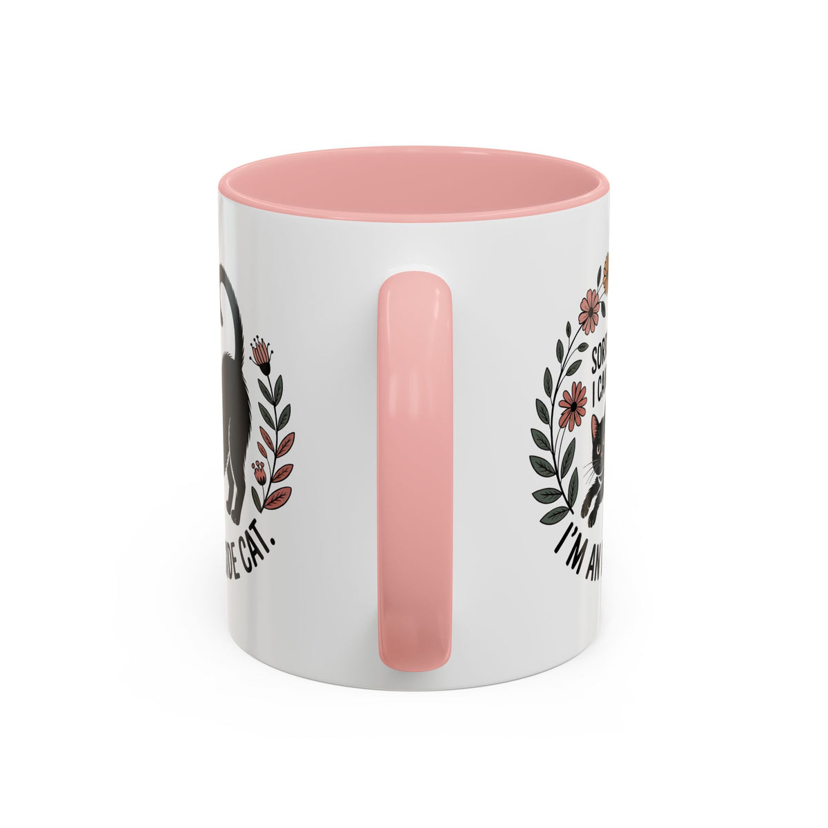 Indoor Cat Ceramic Coffee Mug | Accent Color Black Cat Cup | Sorry I Can't I'm an Indoor Cat |  Cat Lover Gift