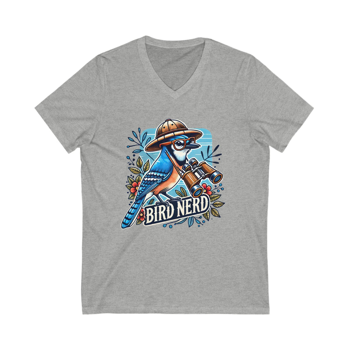 Funny Bird Nerd Blue Jay Shirt | Bird Watcher Shirt | Bird Watching Gift | Ornithology Shirt | Cute Blue Jay Gift | Unisex V-neck T-shirt