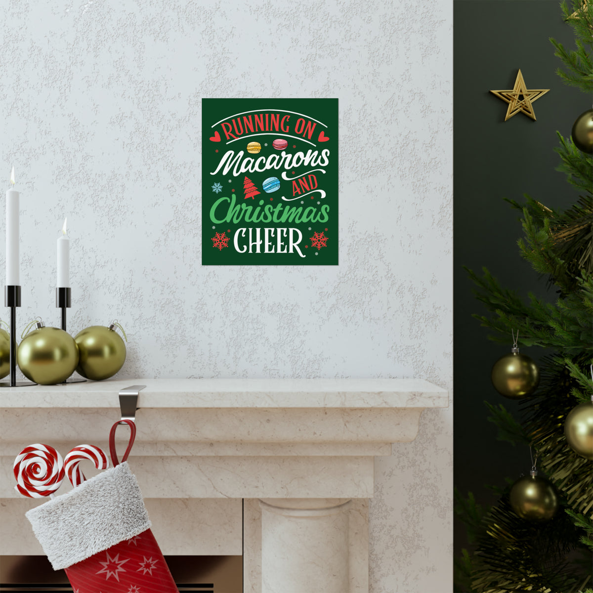 Macarons & Christmas Cheer Baking Wall Art Print| Cookie Baking Gifts | Premium Matte Art Print Home Decor