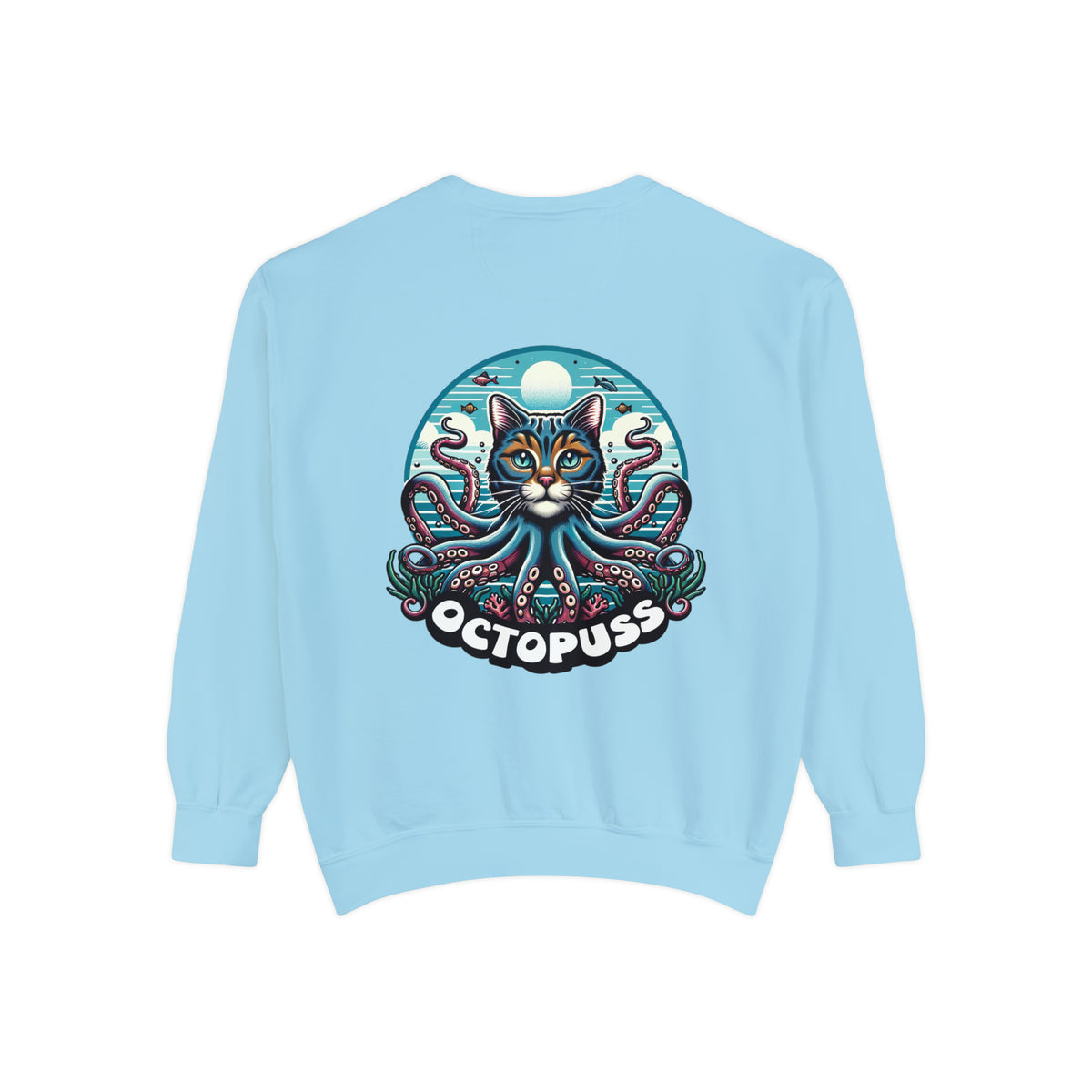 Octopuss Beach Bum Funny Cat Octopus Shirt | Cat Lover Gift | Beach Bum Shirt | Unisex Garment-Dyed Sweatshirt