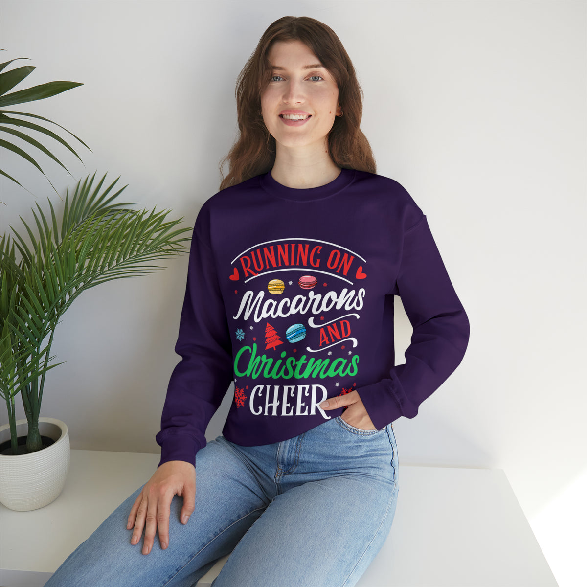 Macarons & Christmas Cheer Baking Shirt | Cookie Baking Gifts | Unisex Crewneck Sweatshirt