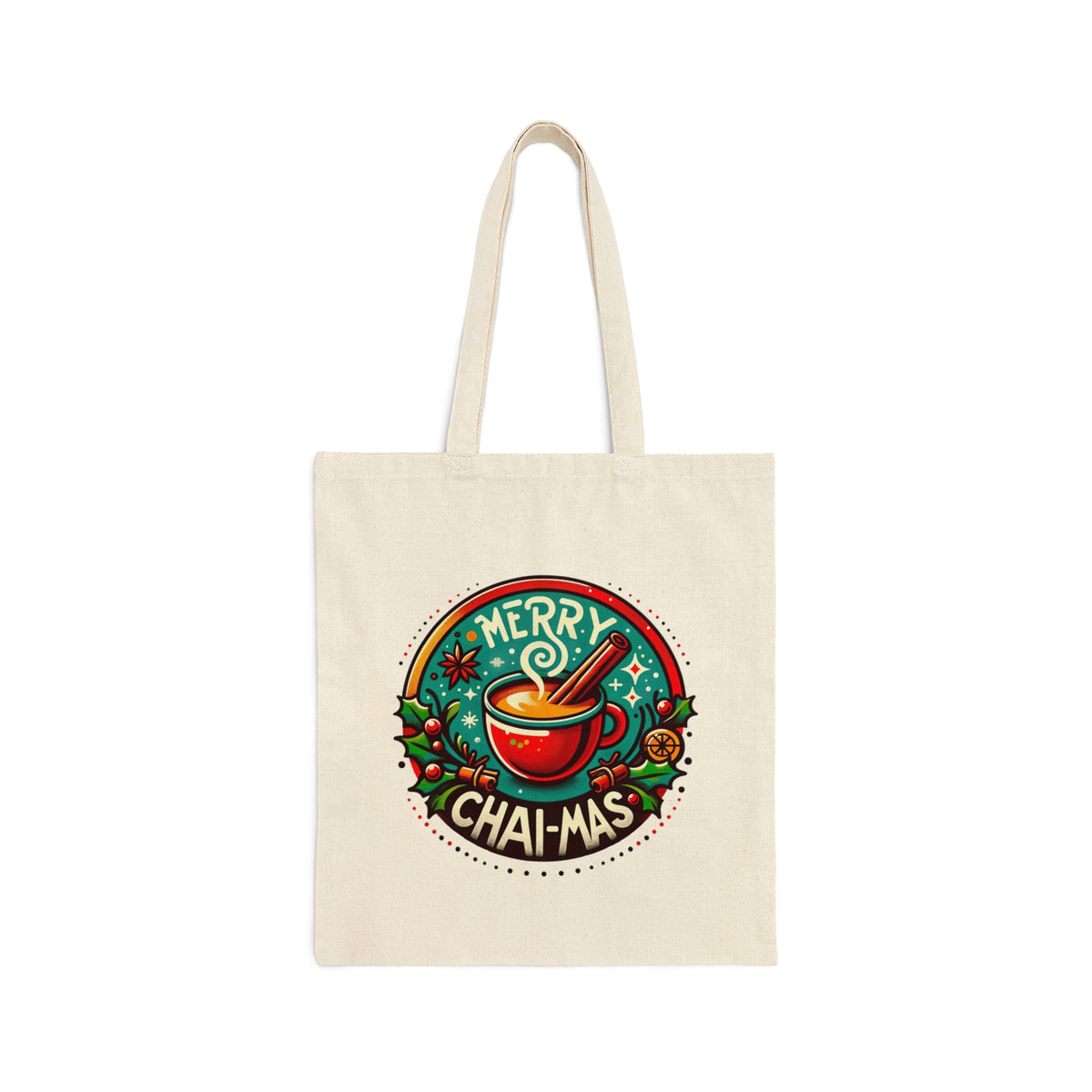 Merry Chai-mas Chai Lover Christmas Tote | Chai Tea Gift Bag | Christmas Chai Tote Bag | Cotton Canvas Tote Bag