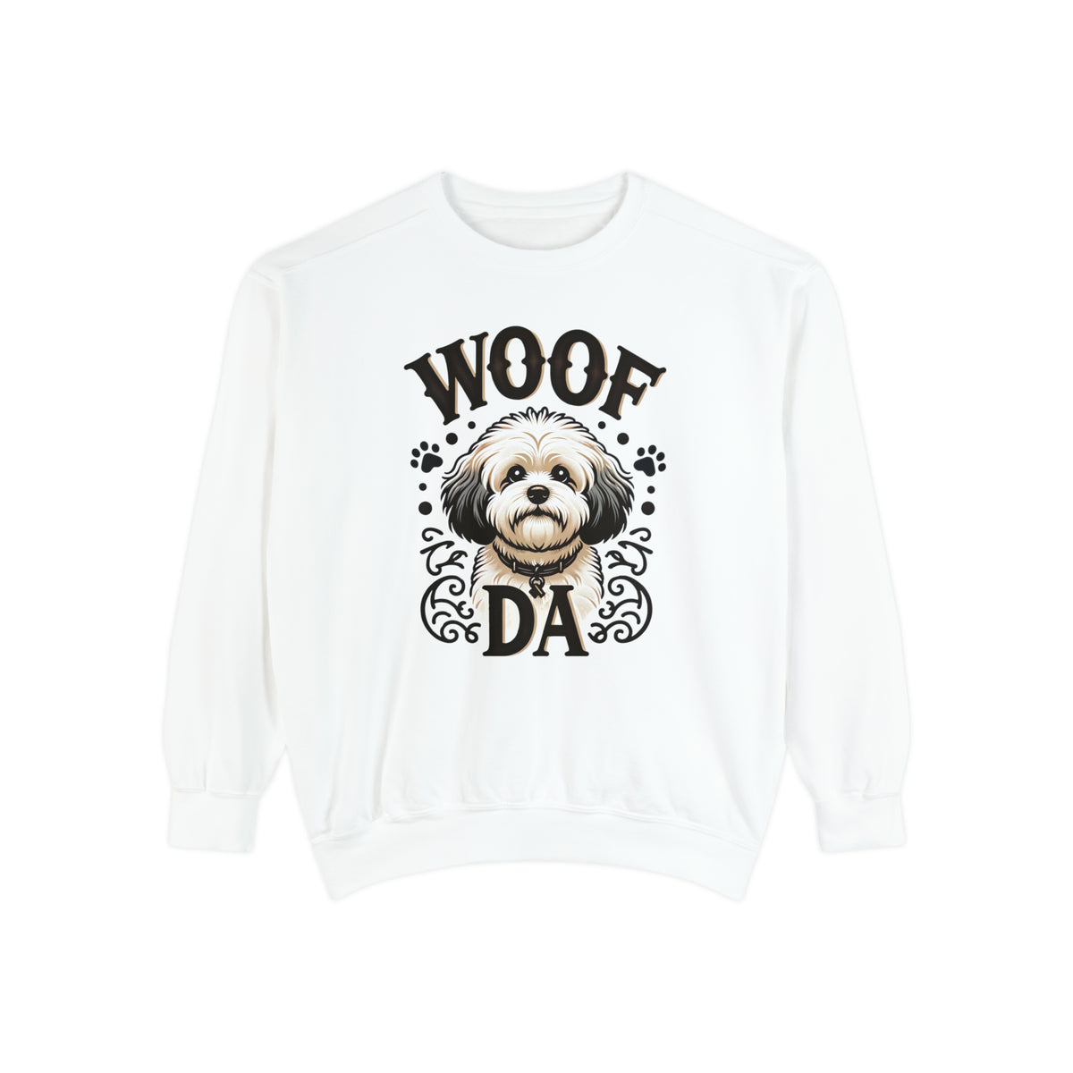 Woof Da Minnesota Dog Lover Shirt | Bichon Frisé Spaniel  Mix | Uff Da Norwegian Gift | Unisex Garment-Dyed Sweatshirt