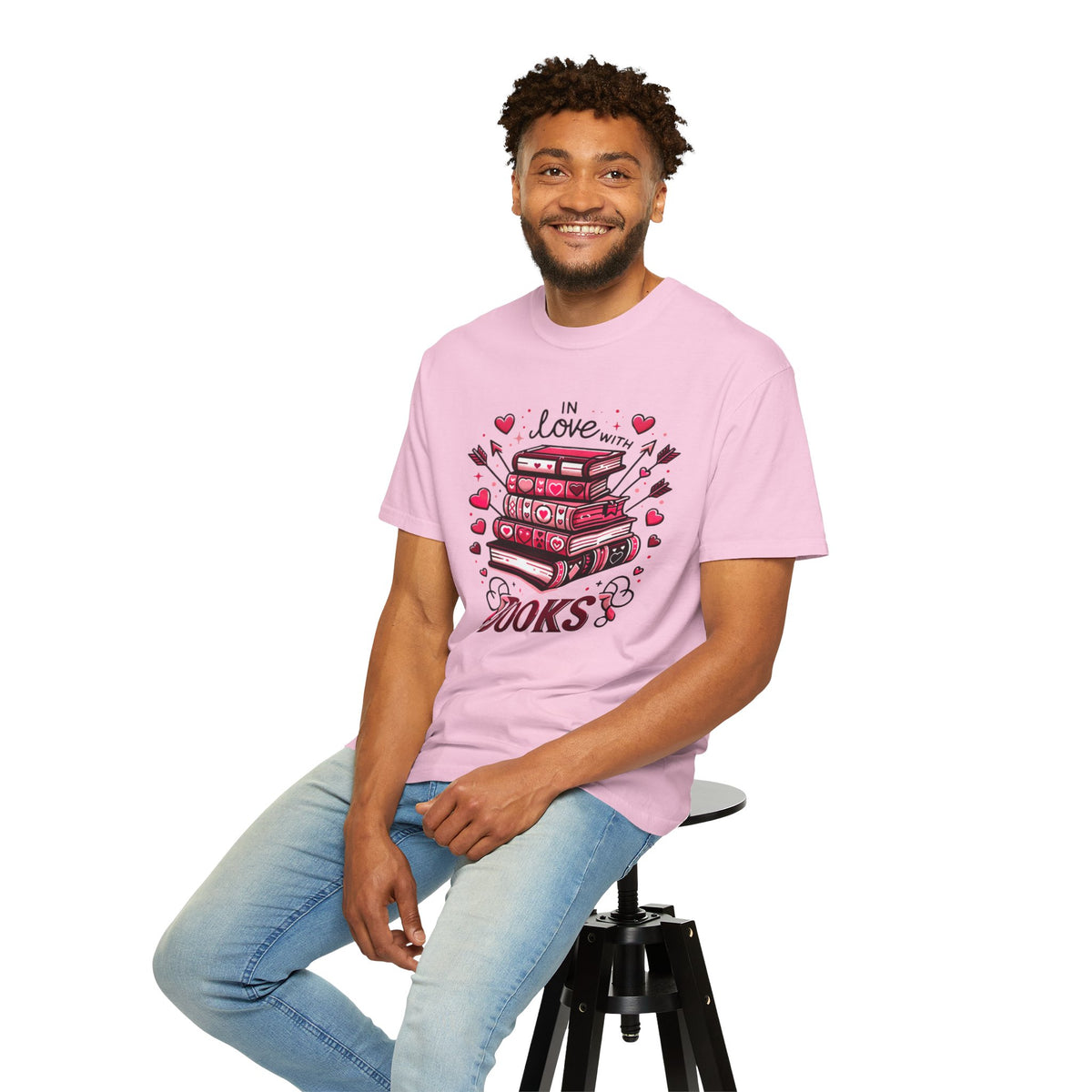 In Love With Books Valentines Shirt | Cute Book Lover Shirt | Valentine Gift For Her | Unisex Garment-Dyed T-shirt