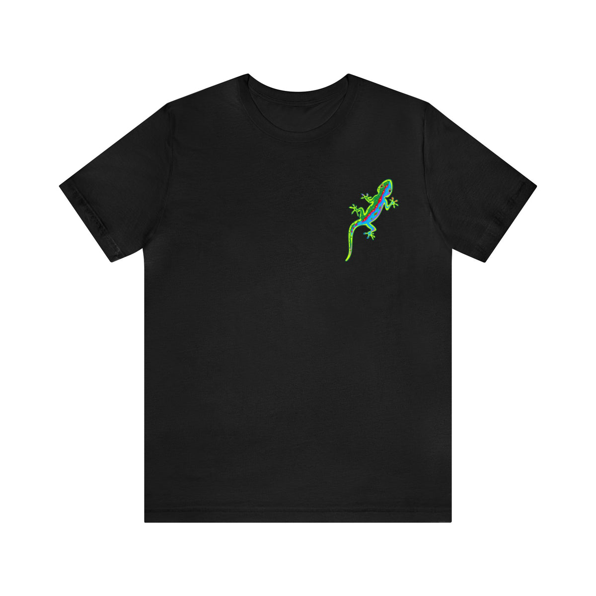 Gecko Lizard Neon Line Art Pocket Tee | Art Nature Gift | Unisex Jersey T-shirt