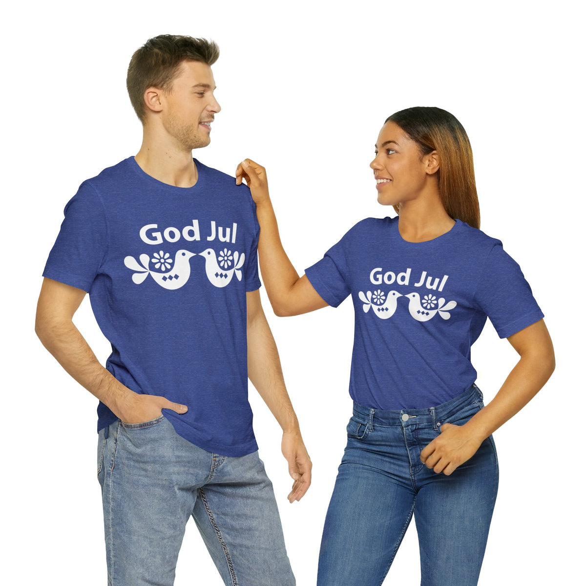 God Jul Swedish Christmas Folk Art Shirt | Nordic Scandi Christmas Gift |  Unisex Jersey T-shirt