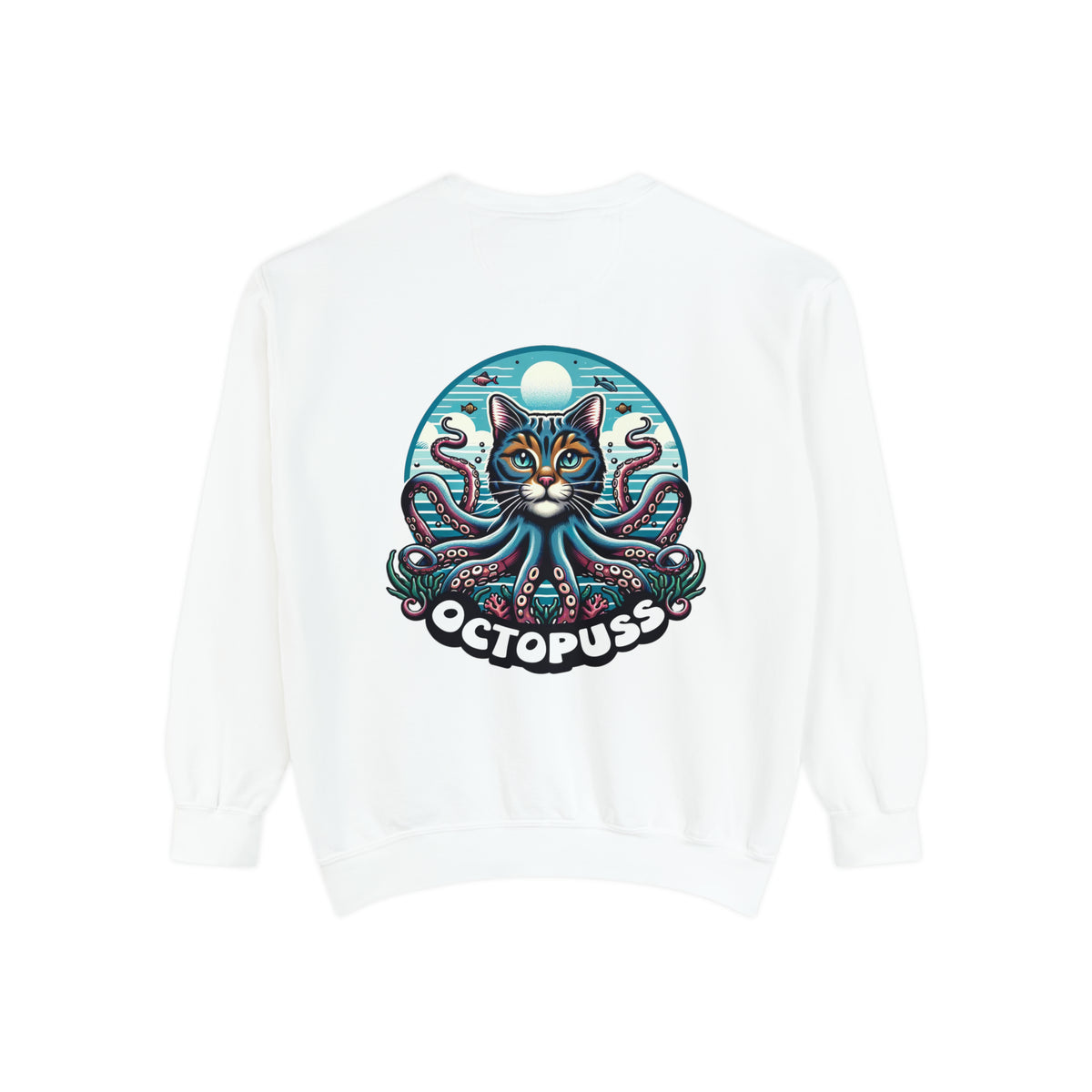 Octopuss Beach Bum Funny Cat Octopus Shirt | Cat Lover Gift | Beach Bum Shirt | Unisex Garment-Dyed Sweatshirt