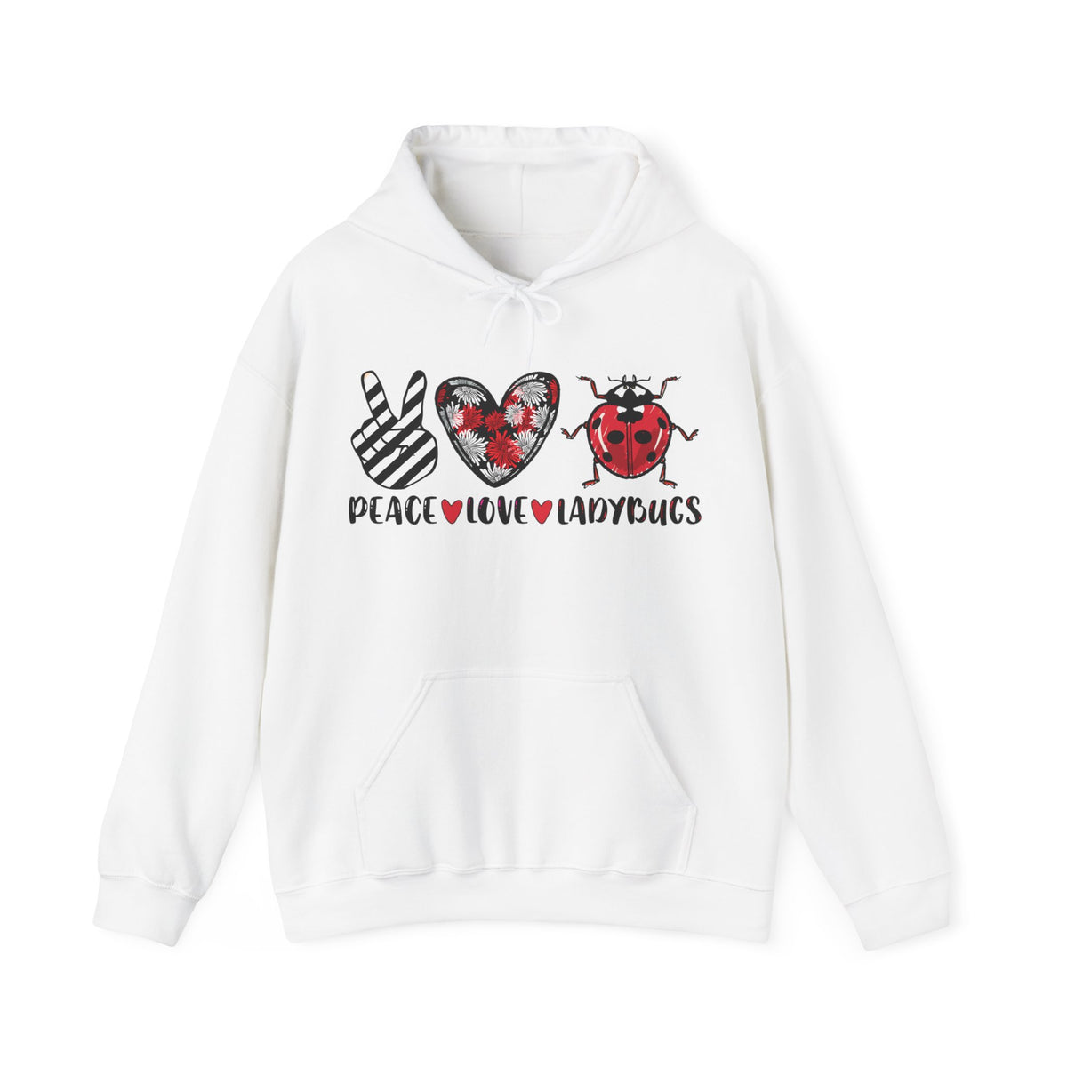 Peace Love Ladybug Gifts,  Insect Shirt, Lady Bug Nature Shirt, Unisex Hooded Sweatshirt