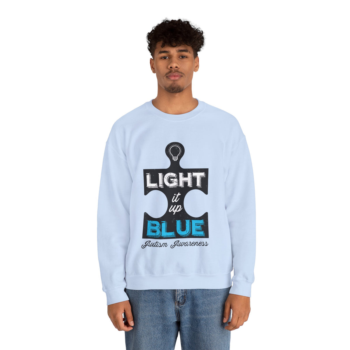 Light It Up Blue Autism Awareness Shirt | Autism Awareness Gift | Unisex Crewneck Sweatshirt