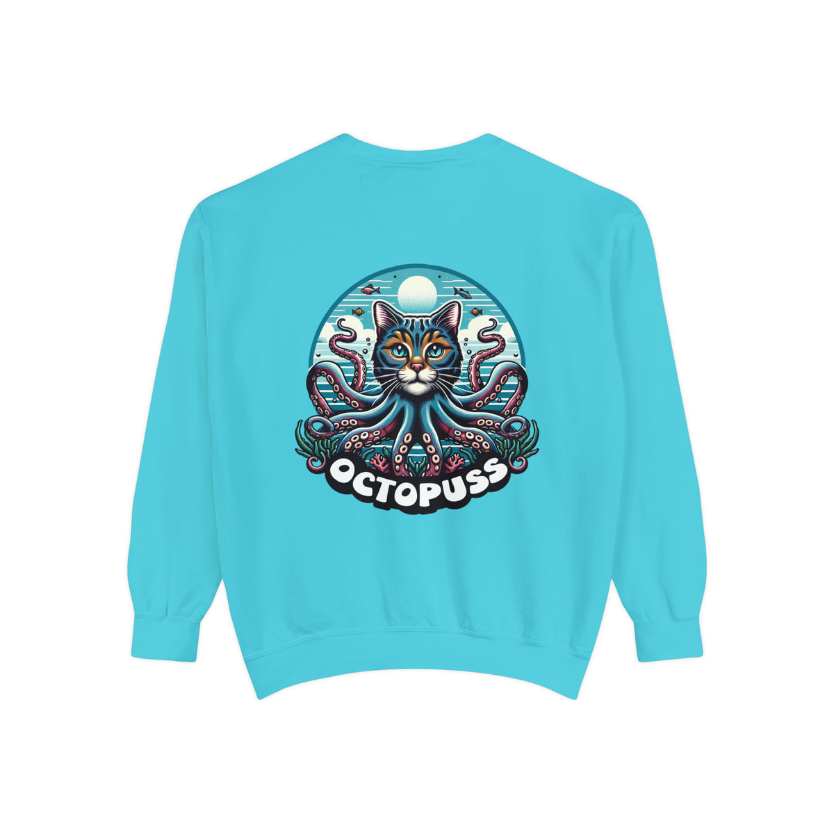 Octopuss Beach Bum Funny Cat Octopus Shirt | Cat Lover Gift | Beach Bum Shirt | Unisex Garment-Dyed Sweatshirt