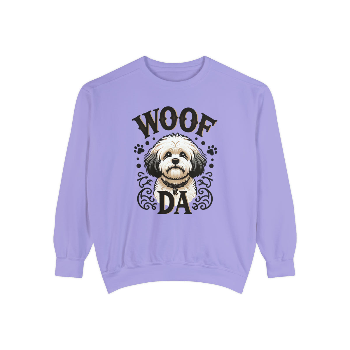 Woof Da Minnesota Dog Lover Shirt | Bichon Frisé Spaniel  Mix | Uff Da Norwegian Gift | Unisex Garment-Dyed Sweatshirt