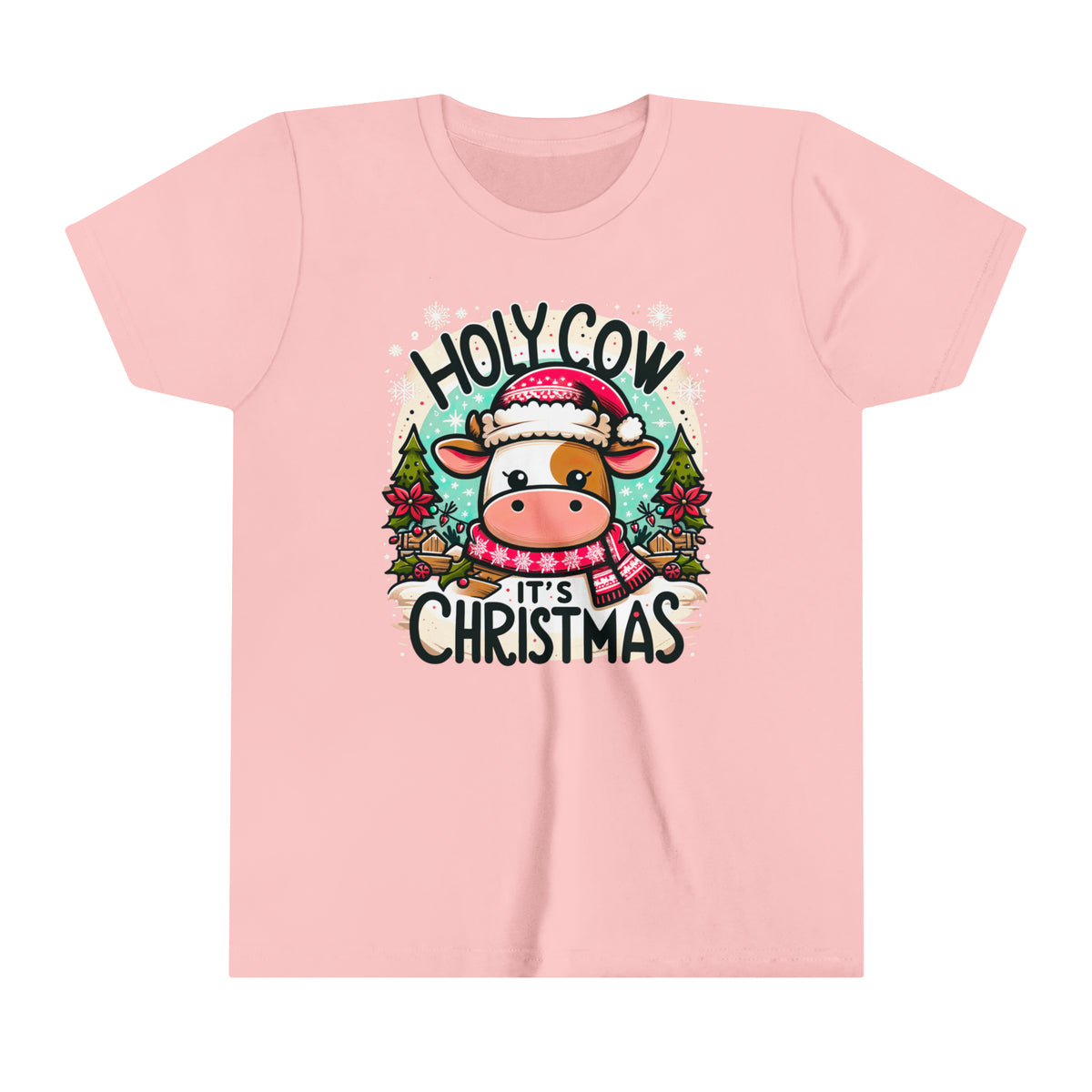 Holy Cow It's Christmas Shirt | Cute Cow Shirt | Farm Girl Gift | Cow Christmas Shirt | Youth Jersey T-shirt