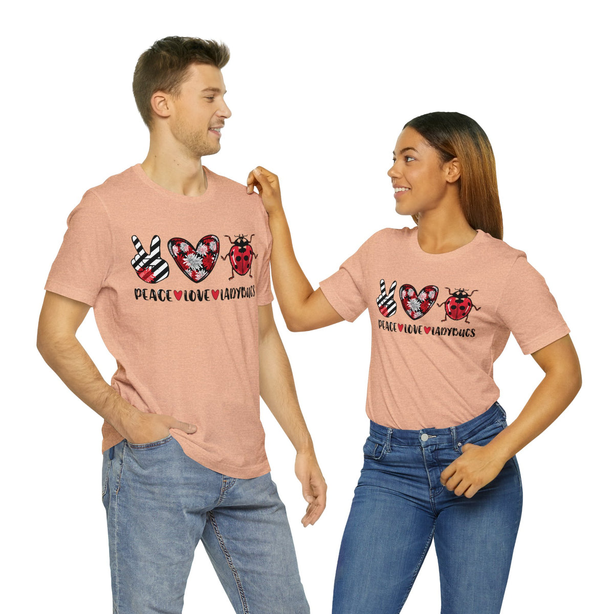 Peace Love Ladybugs Cute Lady Bug Shirt | Nature Gift | Unisex Jersey T-shirt