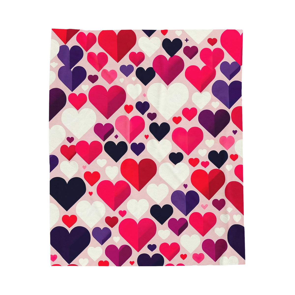 Cute Valentine Soft Throw Blanket | Valentine Hearts Velveteen Plush Blanket | Valentine Gift for Her | Velveteen Blanket