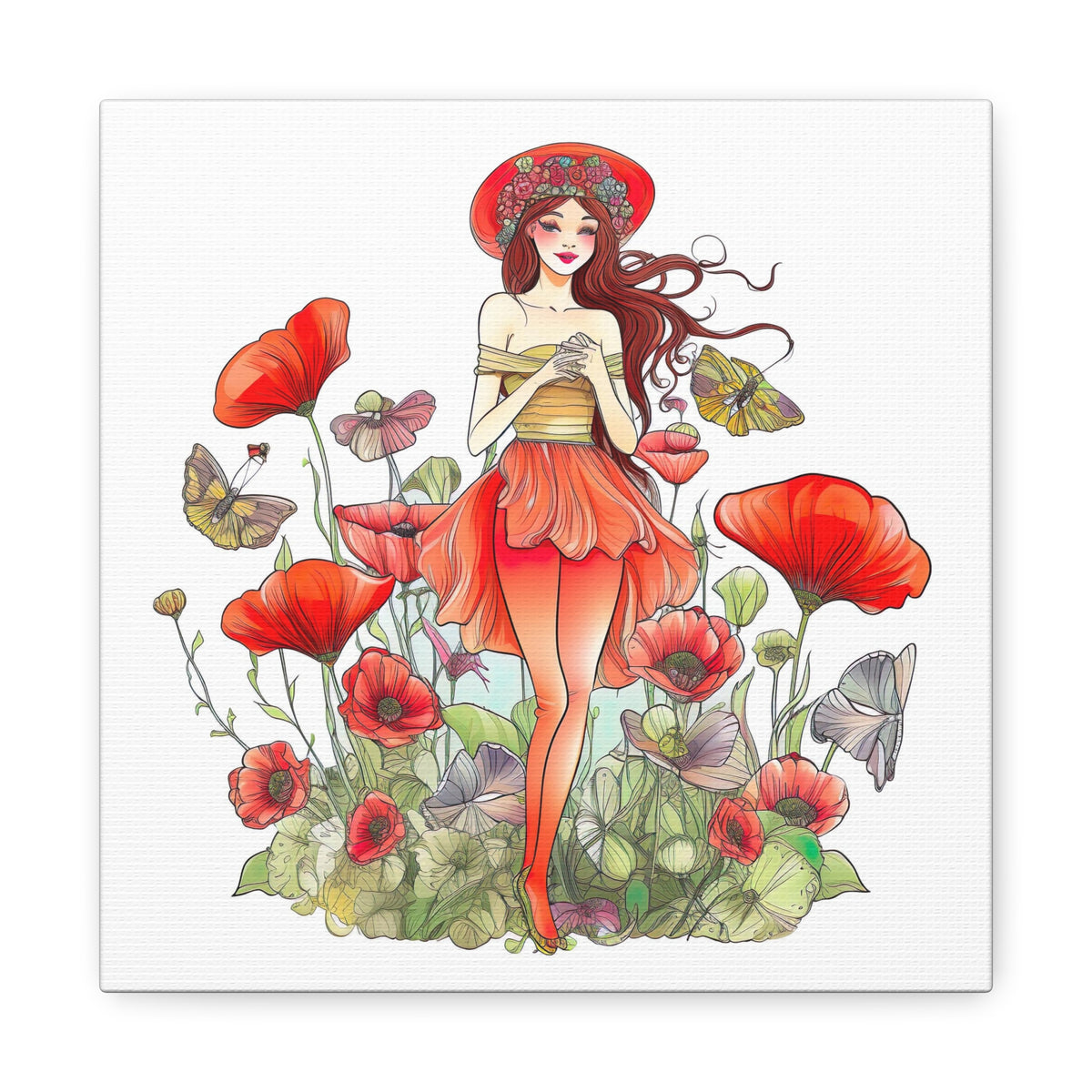 Poppy Art Print | Floral Wall Art | Stretched Canvas Art | Boho Home Decor | Poppies Art | Matte Canvas, Stretched, 1.25"