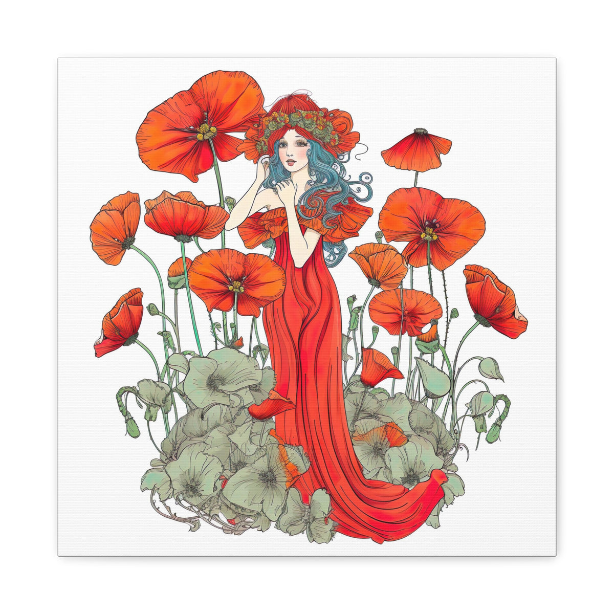 Poppy Art Print | Floral Wall Art | Stretched Canvas Art | Boho Home Decor | Poppies Art | Matte Canvas, Stretched, 1.25"
