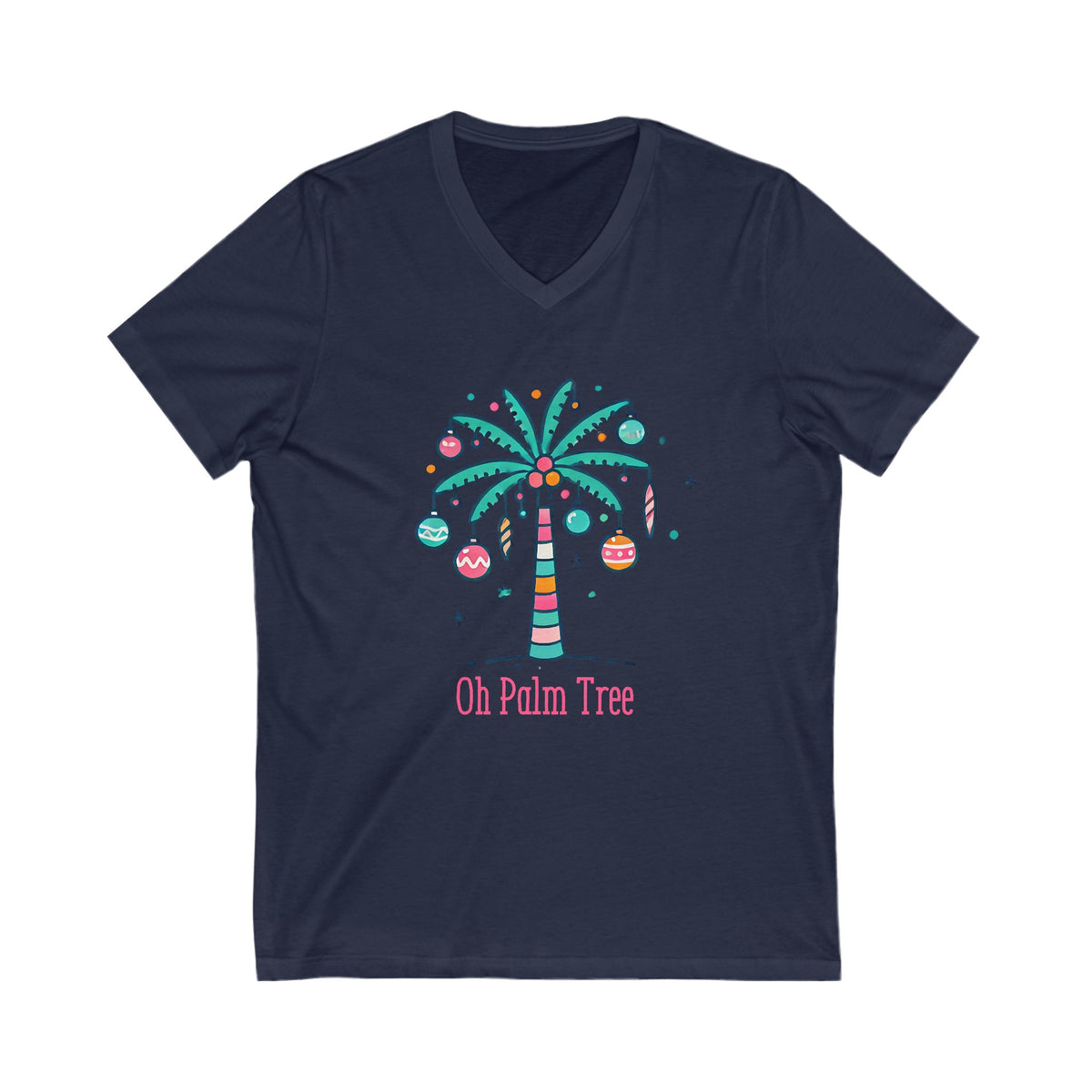 Oh Palm Tree Funny Christmas Tree Shirt | Palm Tree Beach Bum Gift For Her | Unisex Jersey V-neck T-shirt