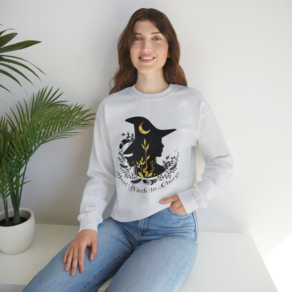 Head Witch In Charge Halloween Witch Shirt | Halloween Gift | Unisex Crewneck Sweatshirt