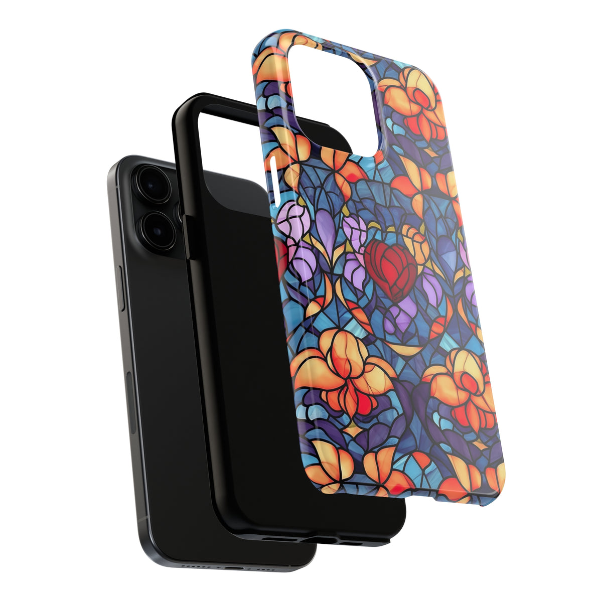 Valentine phone case iPhone 15 pro max | Stained Glass Print iPhone 11 12 13 14 15 case | Tough Impact-resistant Phone Case