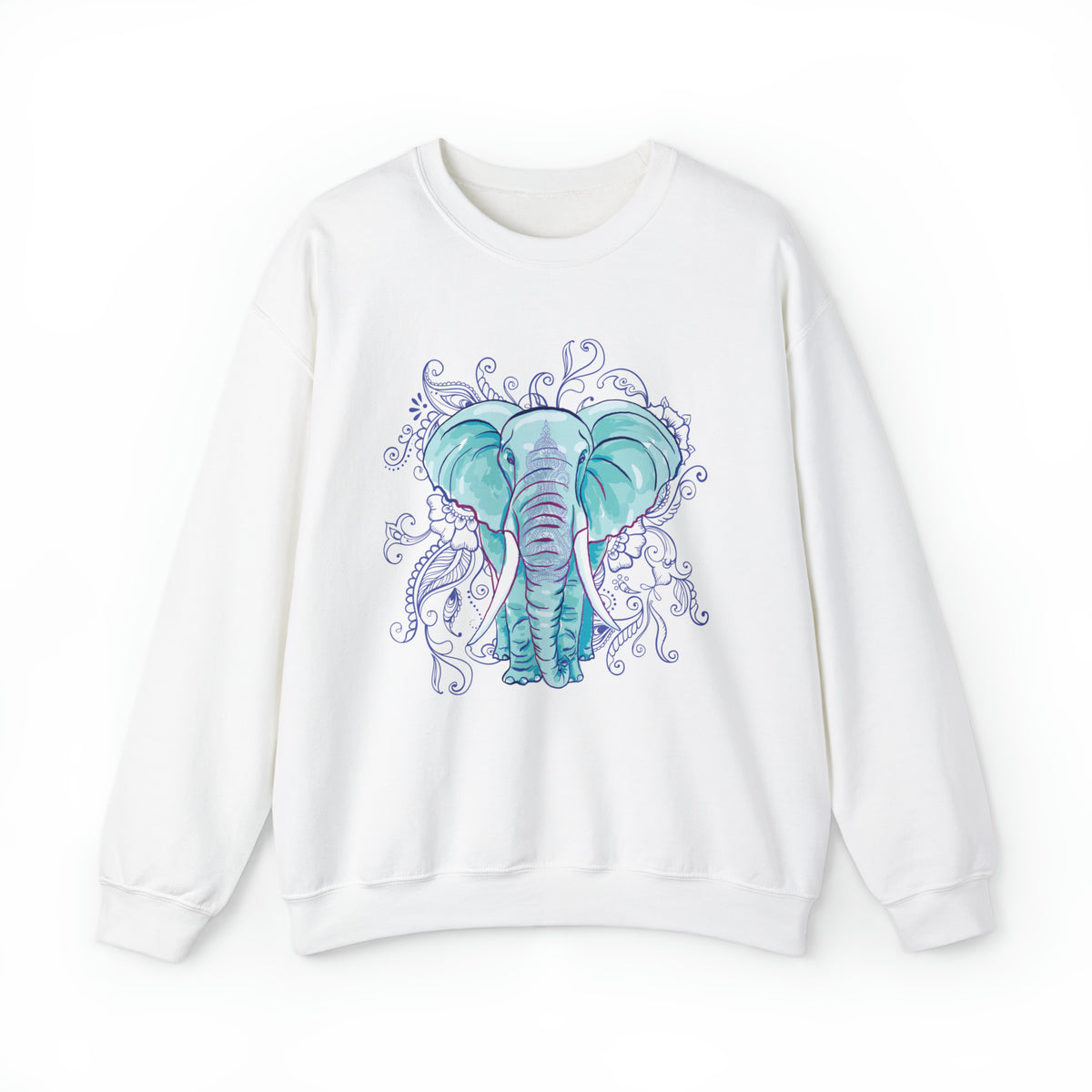 Indian Mandala Watercolor Art Elephant Shirt | Yoga Lover Gift | Unisex Crewneck Sweatshirt