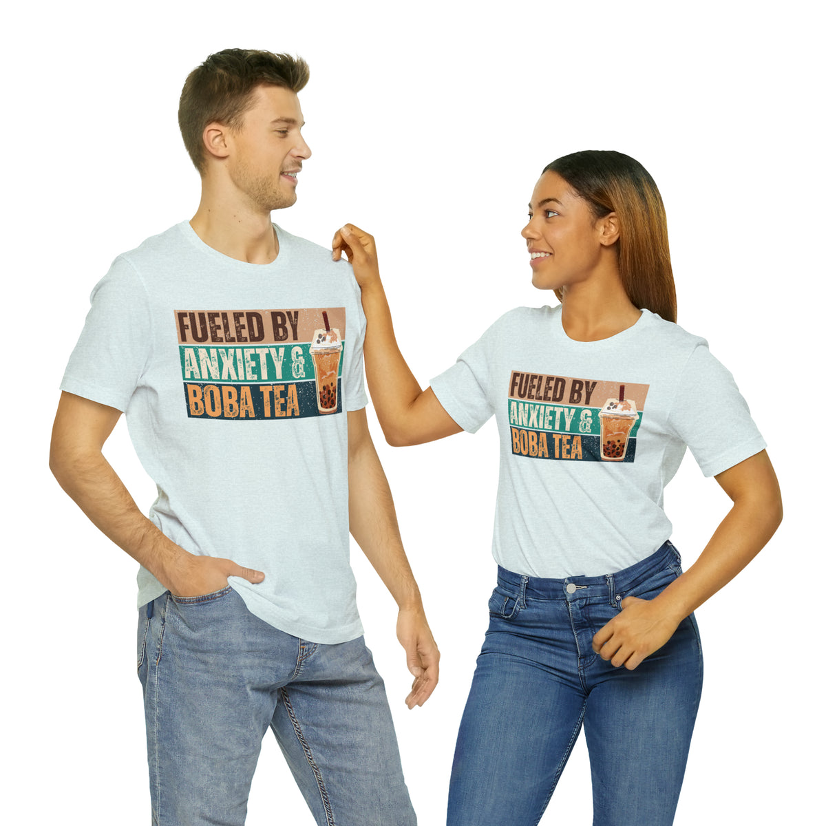 Funny Boba Tea Shirt | Fueled by Anxiety Shirt | Bubble Tea Lover Gift | Unisex Jersey T-shirt