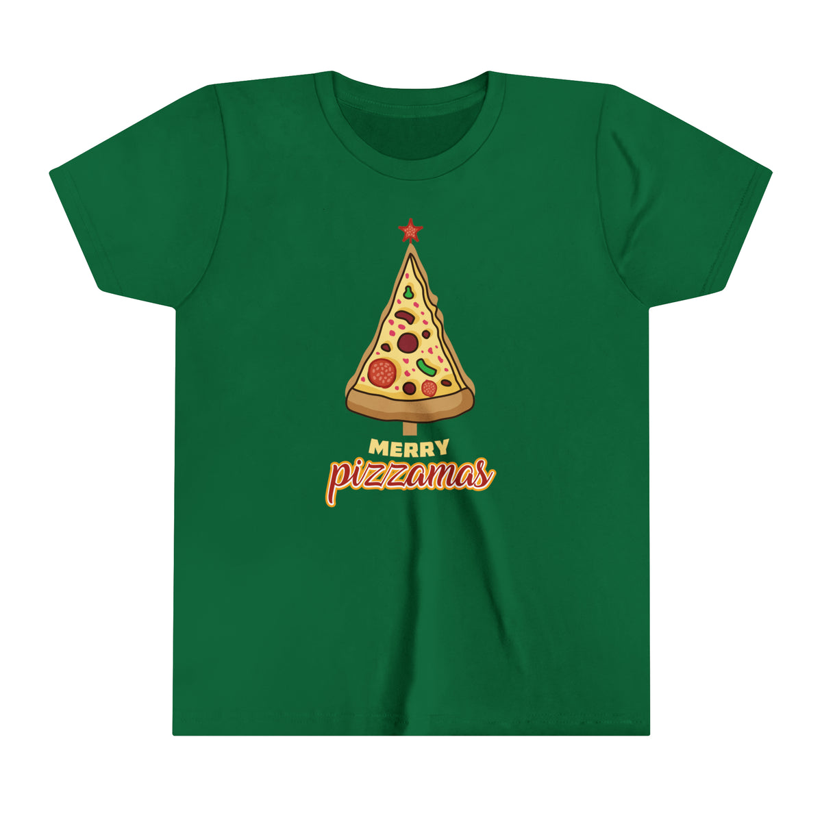 Merry Pizza Christmas Tree Shirt | Funny Pizza Lover Graphic Tees |Youth Short Sleeve Tee