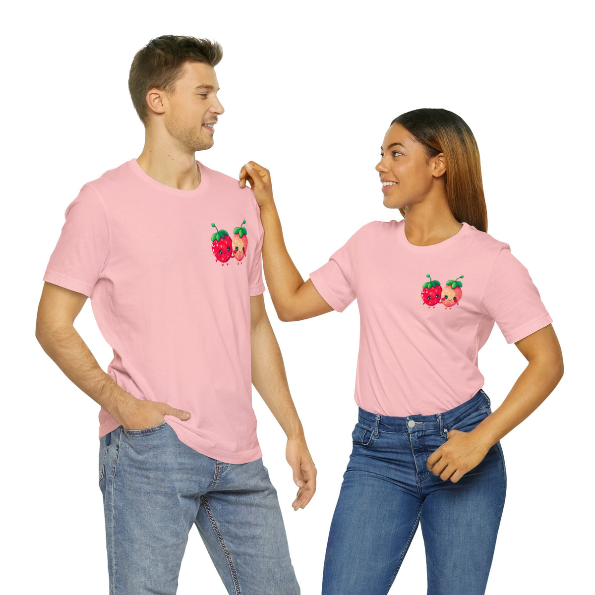 Cute Strawberry Shirt | Strawberry Pocket Tshirt | Aesthetic Fruit Shirt | Kawaii Shirt | Super Soft Unisex Jersey T-shirt