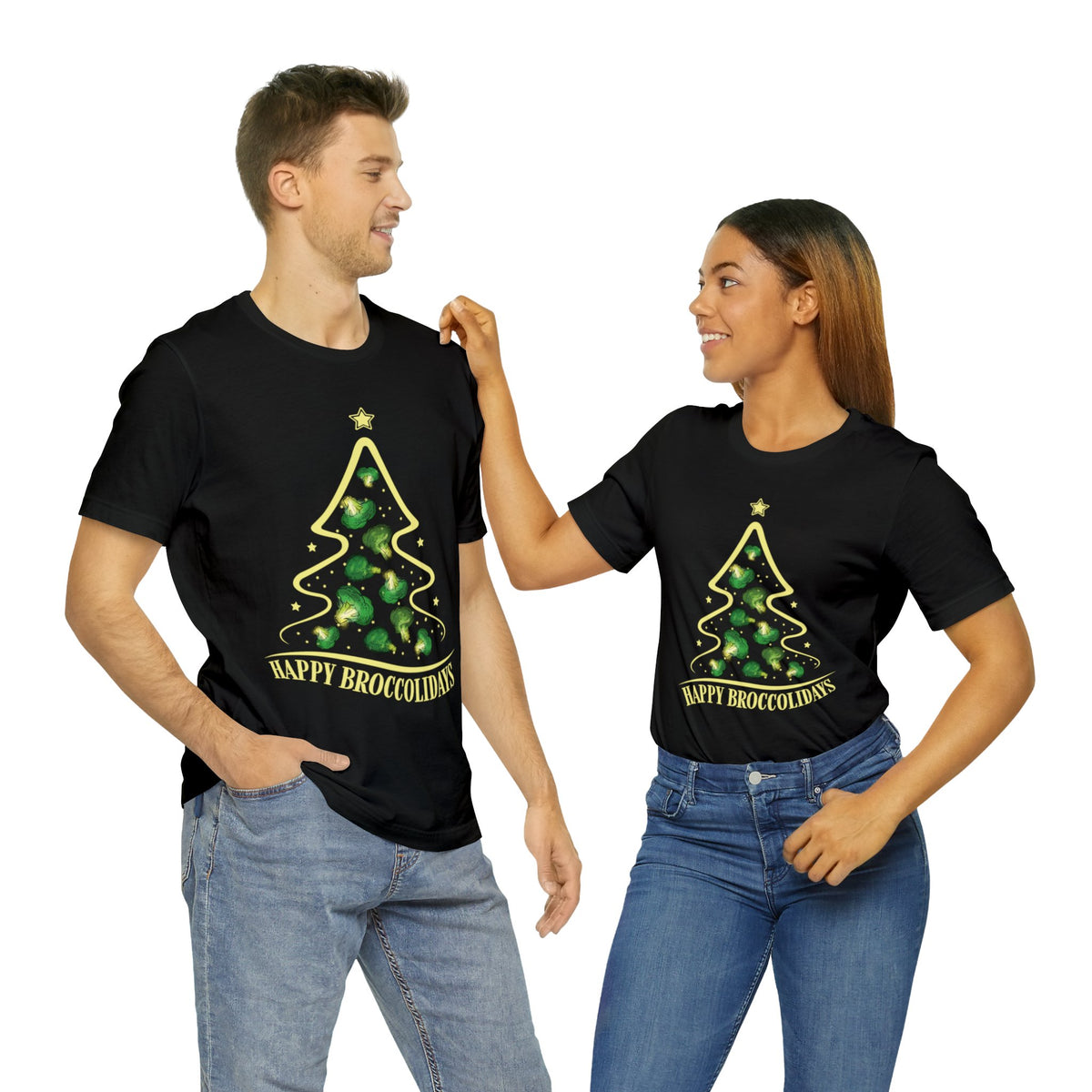 Happy Holiday Broccoli  Christmas Tree Shirt | Funny Broccoli Lover Vegan Gift | Unisex Jersey T-shirt