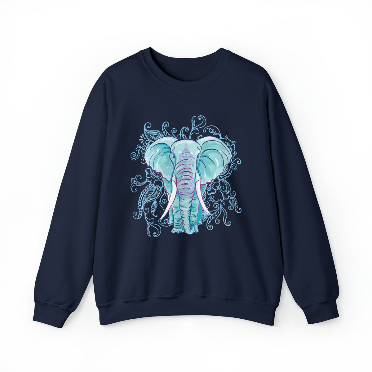 Indian Mandala Watercolor Art Elephant Shirt | Yoga Lover Gift | Unisex Crewneck Sweatshirt