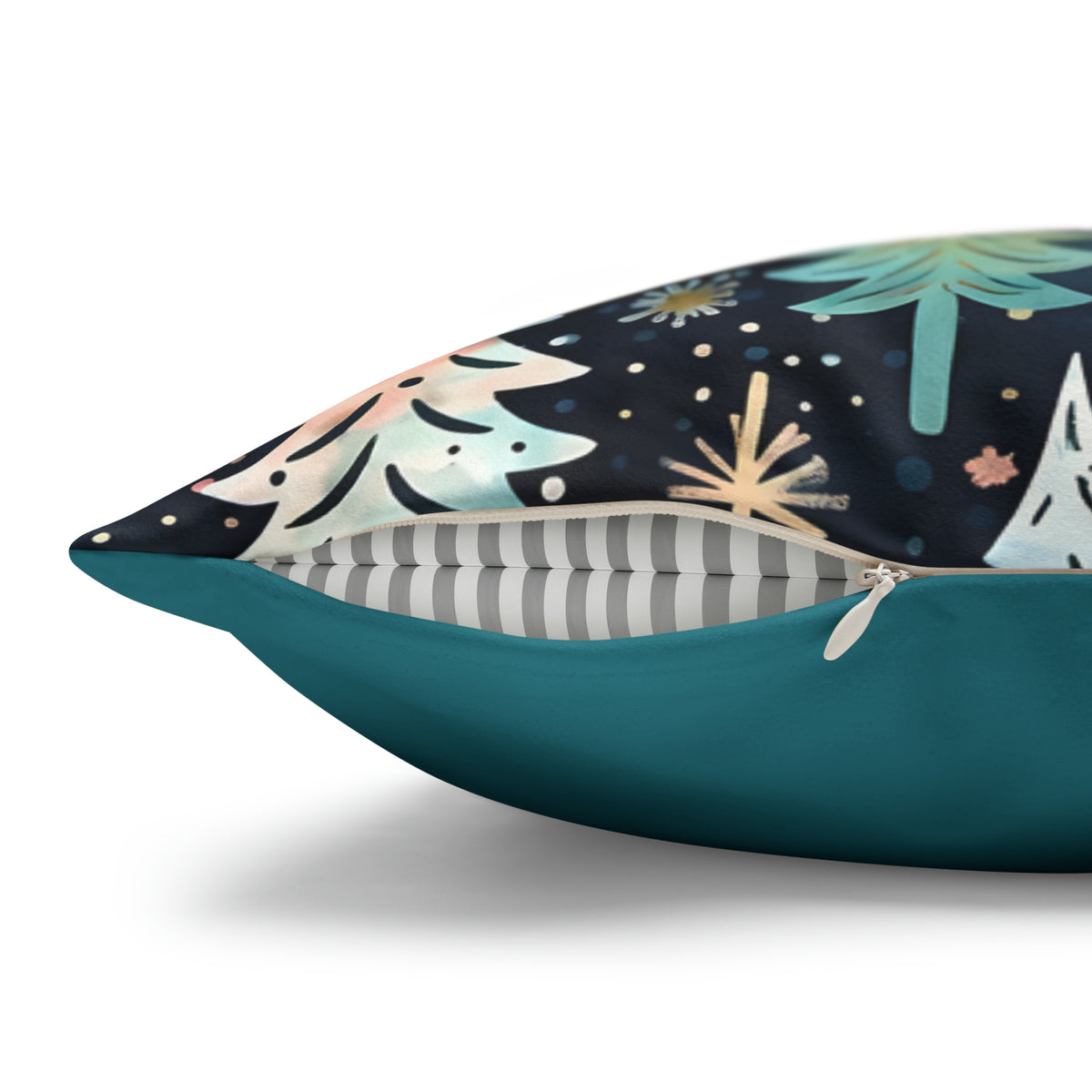 Teal Christmas Tree Throw Pillow Case | Christmas Pillow Home Decor | Faux Suede Decorative Throw Pillow Case