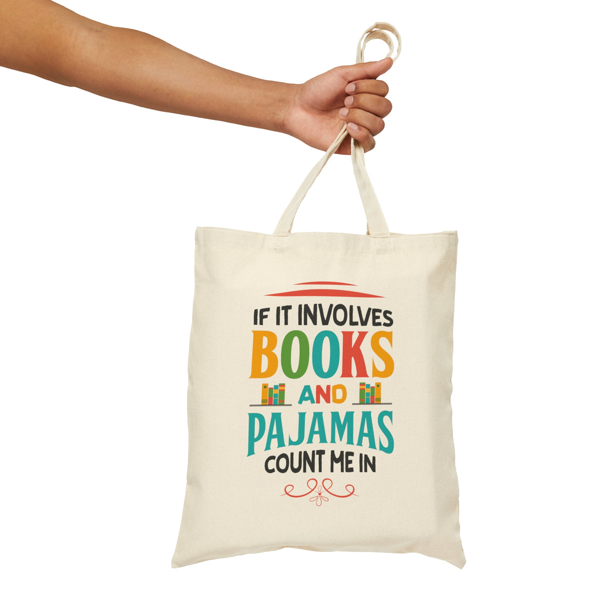 Books and Pajamas Bookworm Tote Bag | Book Lover Gift For Her | Canvas Tote Bag