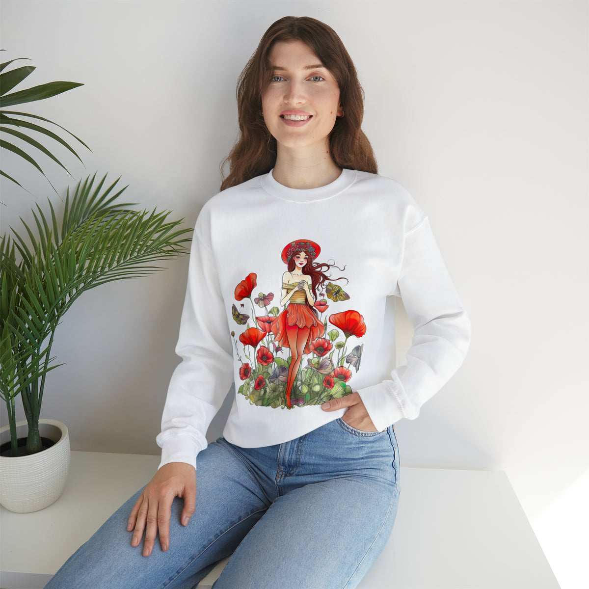 Cottagecore Poppy Flower shirt | Boho Botanical Tshirt | Poppies Shirt | Summer Clothing | Unisex  Crewneck Sweatshirt