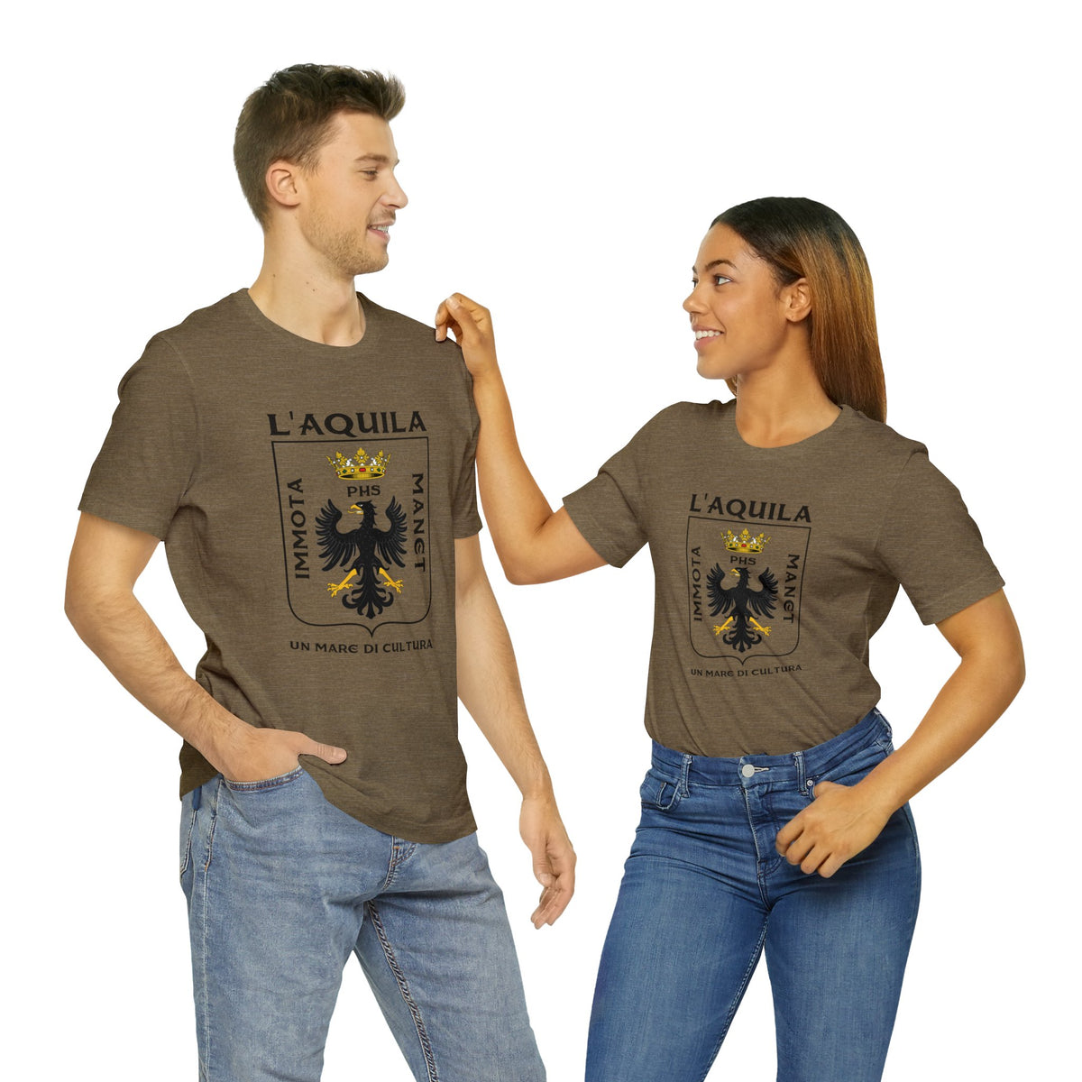L'Aquila Italy Coat of Arms Shirt | Abruzzo Italian Travel Lover Gift || Bella Canvas Unisex Jersey T-shirt