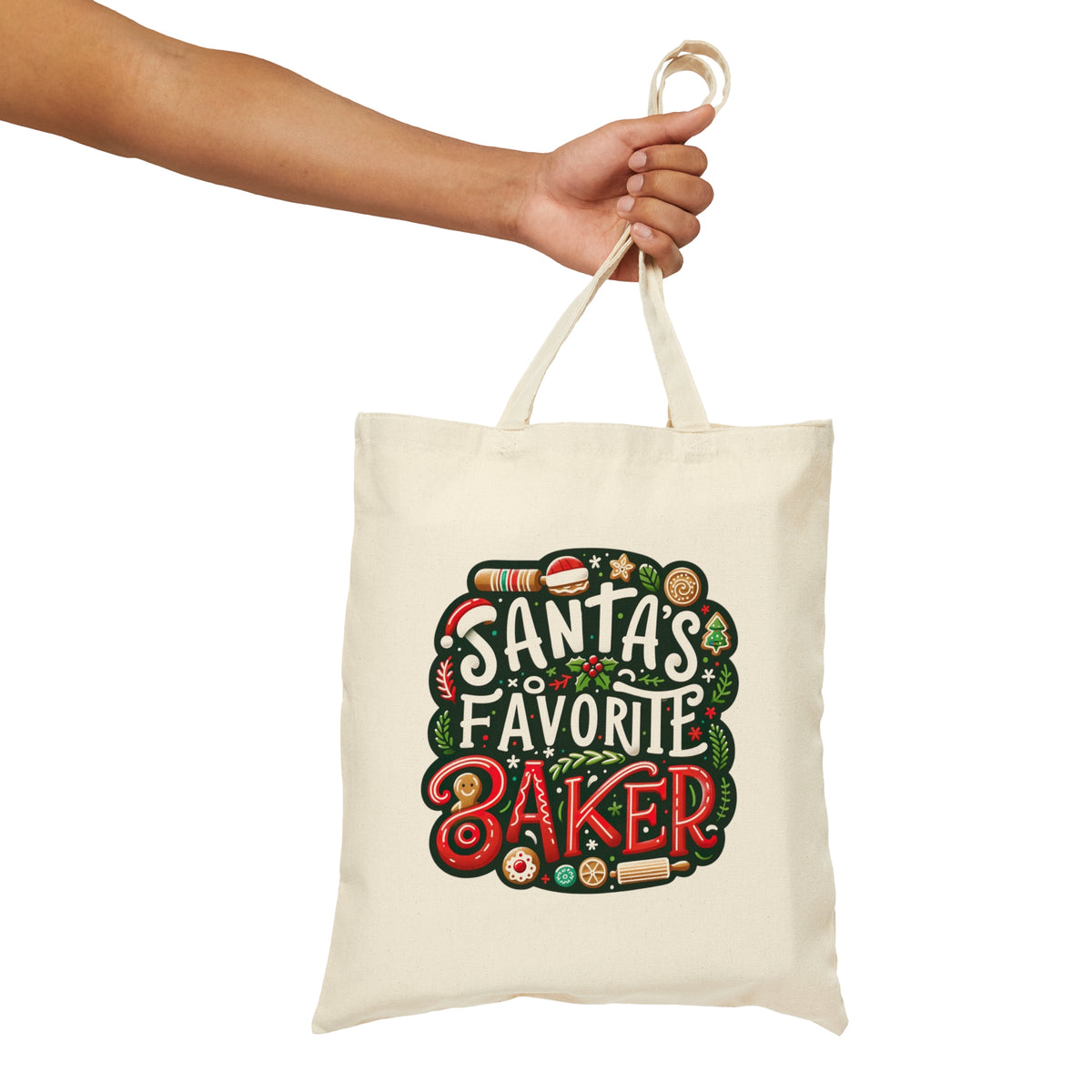 Santa's Favorite Baker Christmas Baking Tote | Cute Baker Gift  Bag | Cotton Canvas Tote Bag