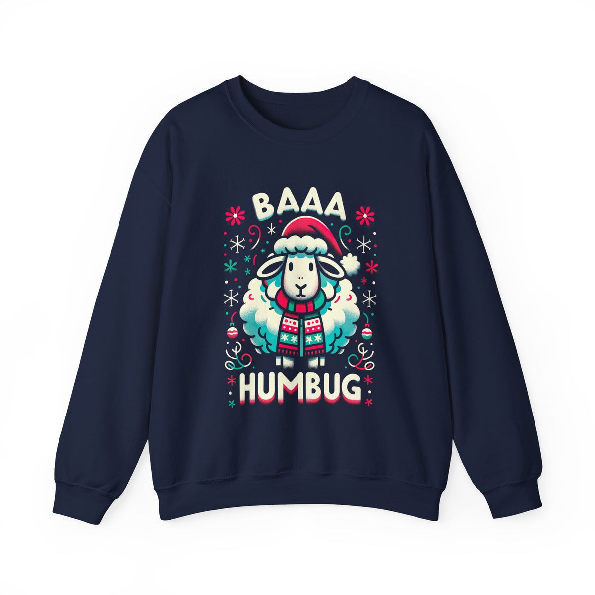Baaa Humbug Cute Sheep Christmas Sweatshirt | Funny Bah Humbug Christmas Gift | Unisex Crewneck Sweatshirt